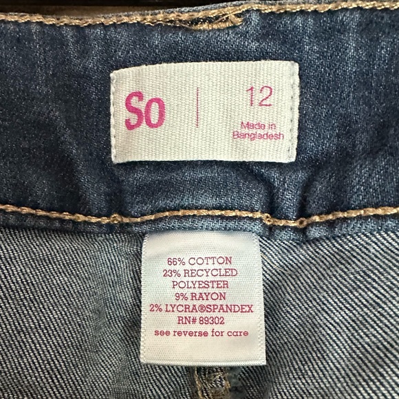 SO adjustable waist girls size 12 denim distressed skinny jeans - Picture 4 of 8